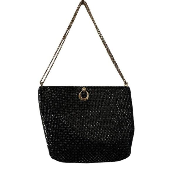 Vintage 1960s Whiting & Davis Black Metal Mesh Evening Crossbody Shoulder Bag - Picture 2 of 10
